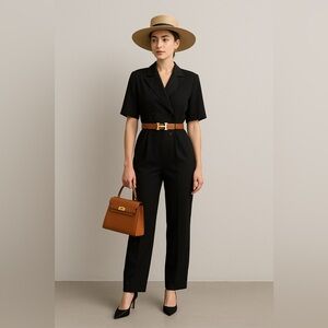 Zui Ku Black Button Pea Coat Style Jumpsuit NWT